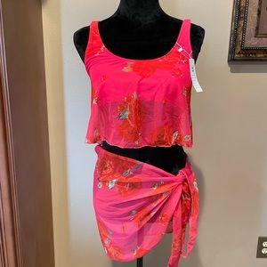 3 piece floral print tankini set size XL
